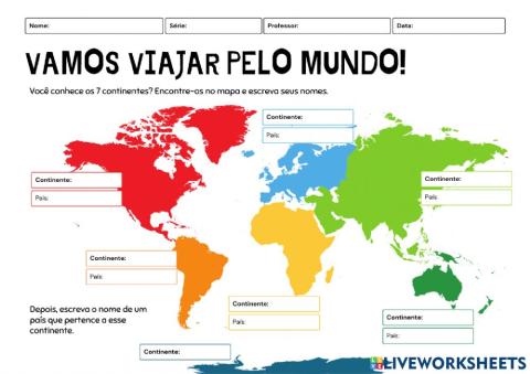 Mapa dos continentes