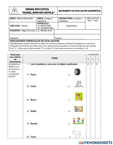 Diaganóstica Lengua y literatura