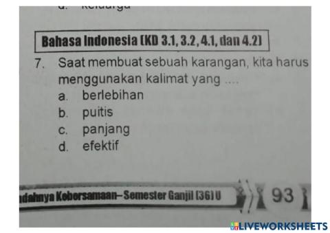 Ulangan harian bahasa indonesia