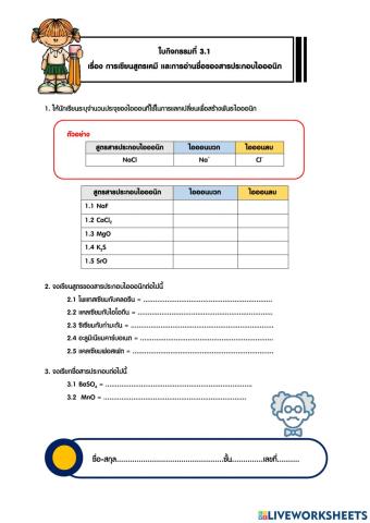 การเขียนสูตรเคมี และการอ่านชื่อสารประกอบไอออนิก