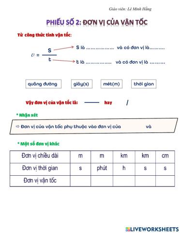 Bài 2: Vận tốc - Đơn vị của vận tốc