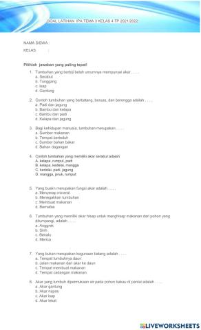 Rohimah soal ipa tema 3 kls 4 tumbuhan