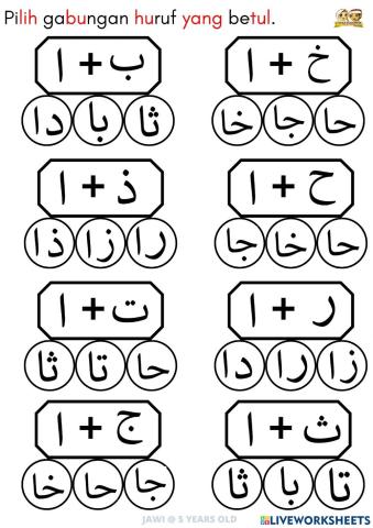 Huruf Jawi Gabungan Suku Kata ا