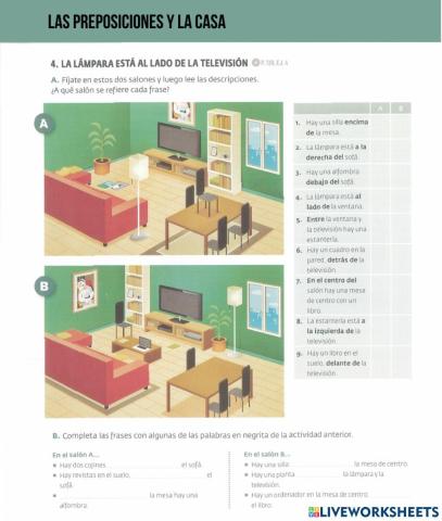 Prepisiciones de lugar y la casa