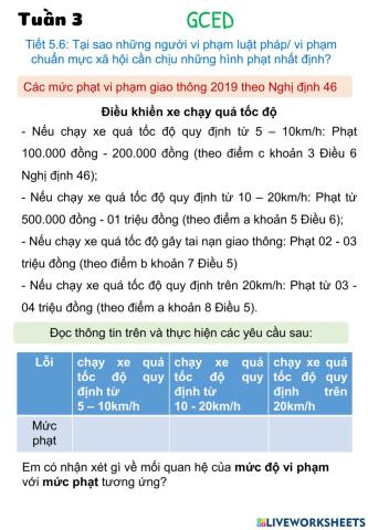 Tuần 3 - Phiếu GCED 5.6