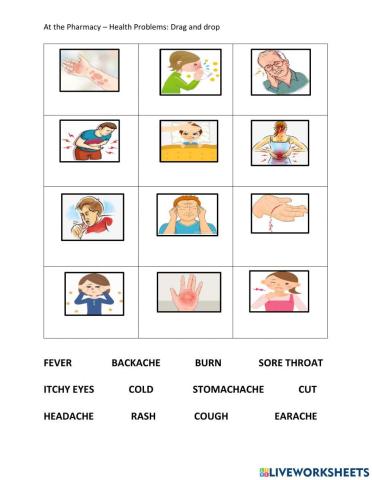 At the Pharmacy - Illnesses Ex 2