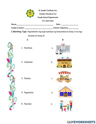 Sample worksheet