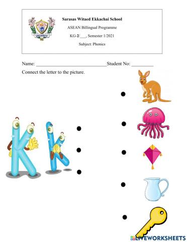 Phonics -Matching Type Kk