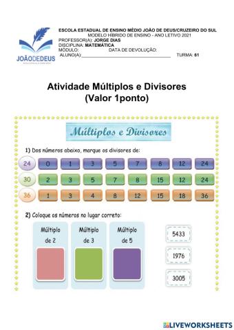 Múltiplos e Divisores