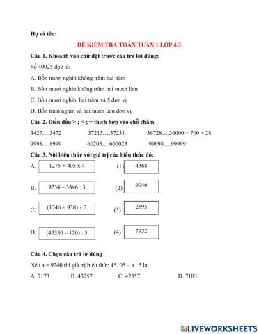 Bài tập toán tuần 1