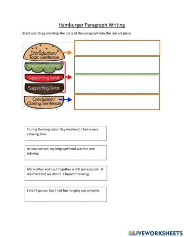 Hamburger Paragraph Writing - The Long Weekend