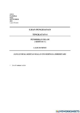 Ujian pengesanan p.islam t.4latest