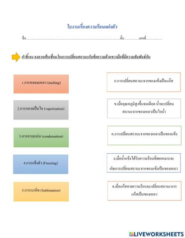 กิจกรรมเกี่ยวกับวิทยาศาสตร์ ใบงานแบบเชื่อมโยง