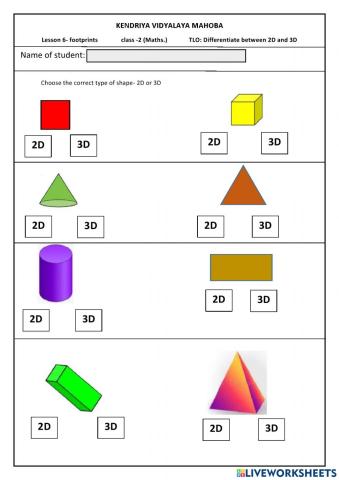 Difference between 2d and 3d shapes