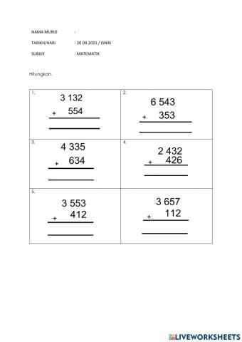 Lembaran kerja matematik