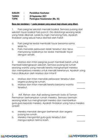 Pendidikan Kesihatan (Pentingkan Keselamatan)