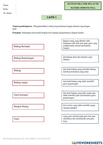 LKPD 1 Dimensi Tiga SMK Kelas XII