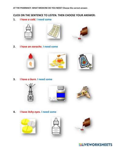 At the Pharmacy - What Medicine do You Need? Ex4