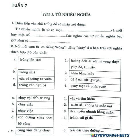 LTVC lớp 5 - Từ nhiều nghĩa