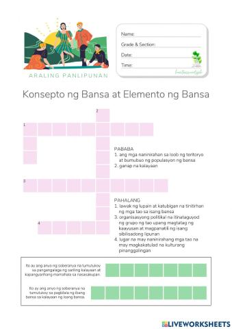 Konsepto at Elemento ng Bansa - HuntersWoodsPH.com Worksheet