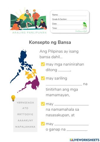 Konsepto ng Bansa - HuntersWoodsPH.com Worksheet