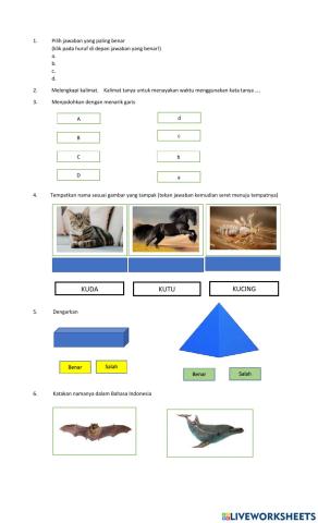 Latihan membuat liveworksheets