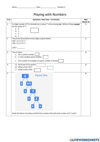 Playing with numbers -grade6