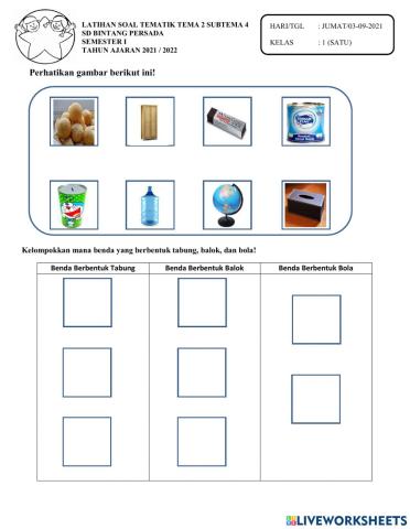 LATIHAN SOAL MATEMATIKA TEMA 2 SUBTEMA 4 (3 SEPTEMBER 2021)