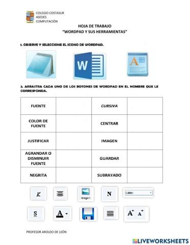 Wordpad y sus herramientas