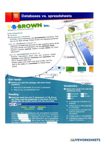 UNIT 11. DATABASES VS. SPREADSHEETS