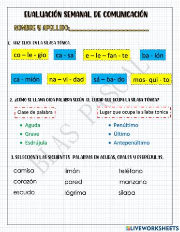 Evaluación semanal