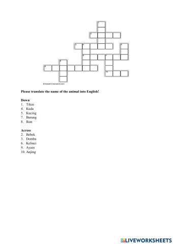 Animal crossword