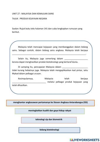 Rumusan : Malaysia dan Kemajuan Sains