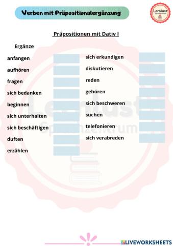 A2 - Verben mit Präpositionen - Dativ I