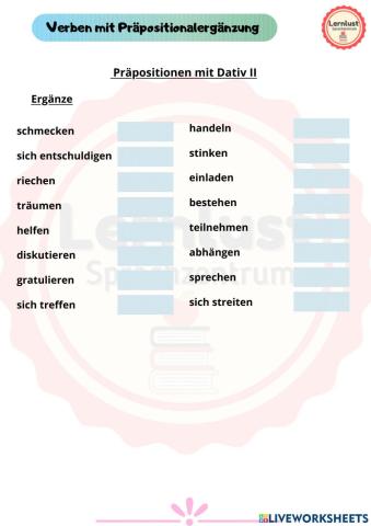 A2 - Verben mit Präpositionen - Dativ II