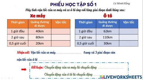 Tính vận tốc