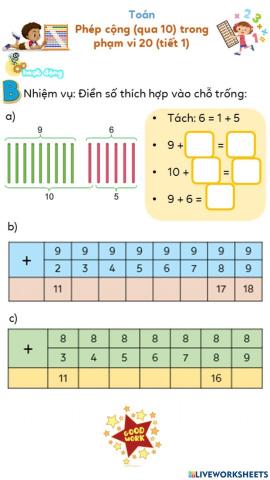 Gói B - Phép cộng qua 10 trong phạm vi 20 (tiết 1)