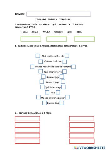 Evaluación Lengua