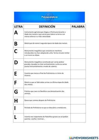 Pasapalabra Prehistoria