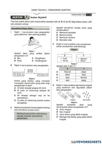 Sains tahun 6 kemahiran saintifik