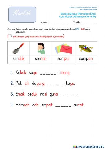 Perkataan KVK+KVK (Ayat Mudah)