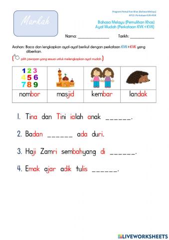 Perkataan KVK+KVK (Ayat Mudah)