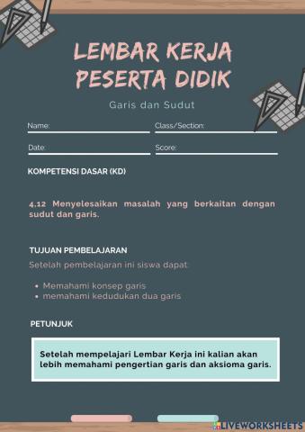 Lembar Kerja Peserta Didik Materi Garis dan Sudut