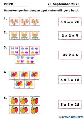 Padankan gambar dengan ayat matematik