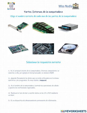 Partes Internas de la Computadora