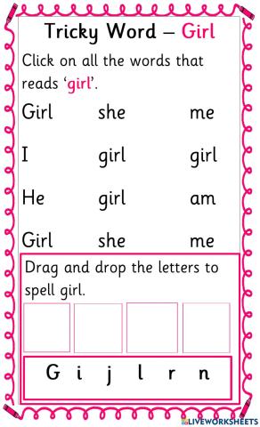 Sight word - girl