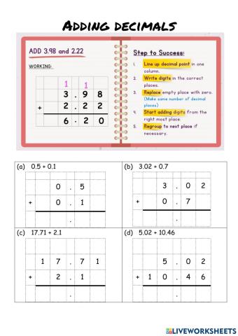 Adding decimals