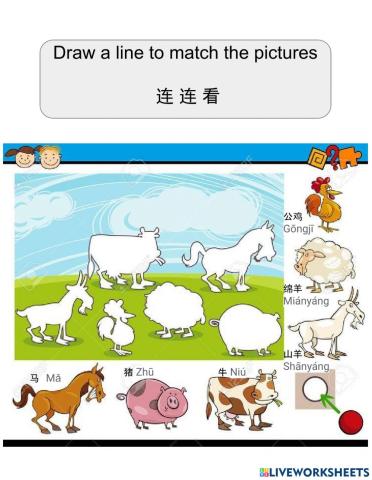 Matching animal with shadow-Pinyin