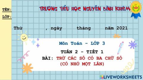 Toán tuần 2 tiết 1