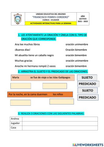 La oración y sus componentes